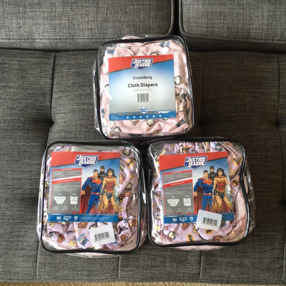 LOT 3 sets of 3 diapers Justice League reusable Cloth Diapers Set
